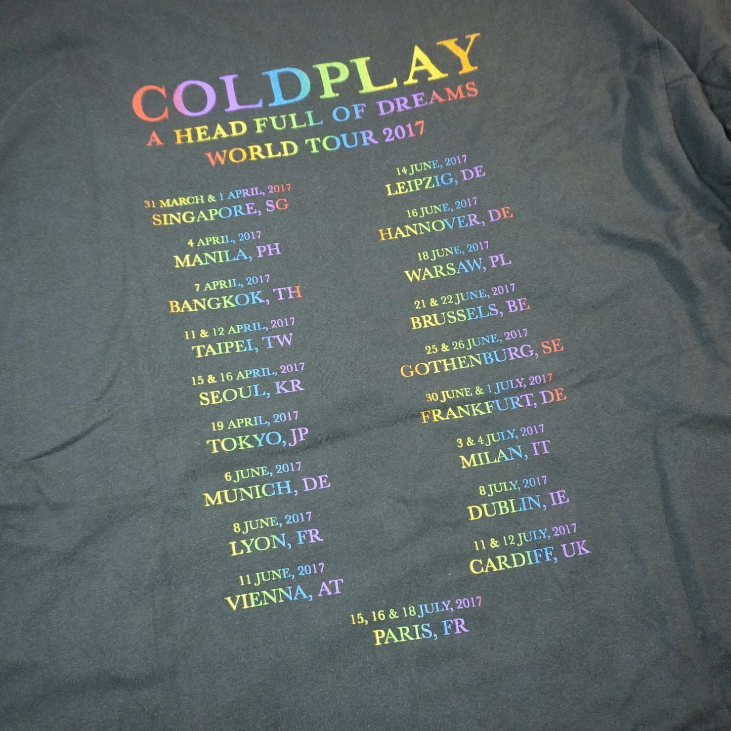 Cold Play 2017 Tour Tee