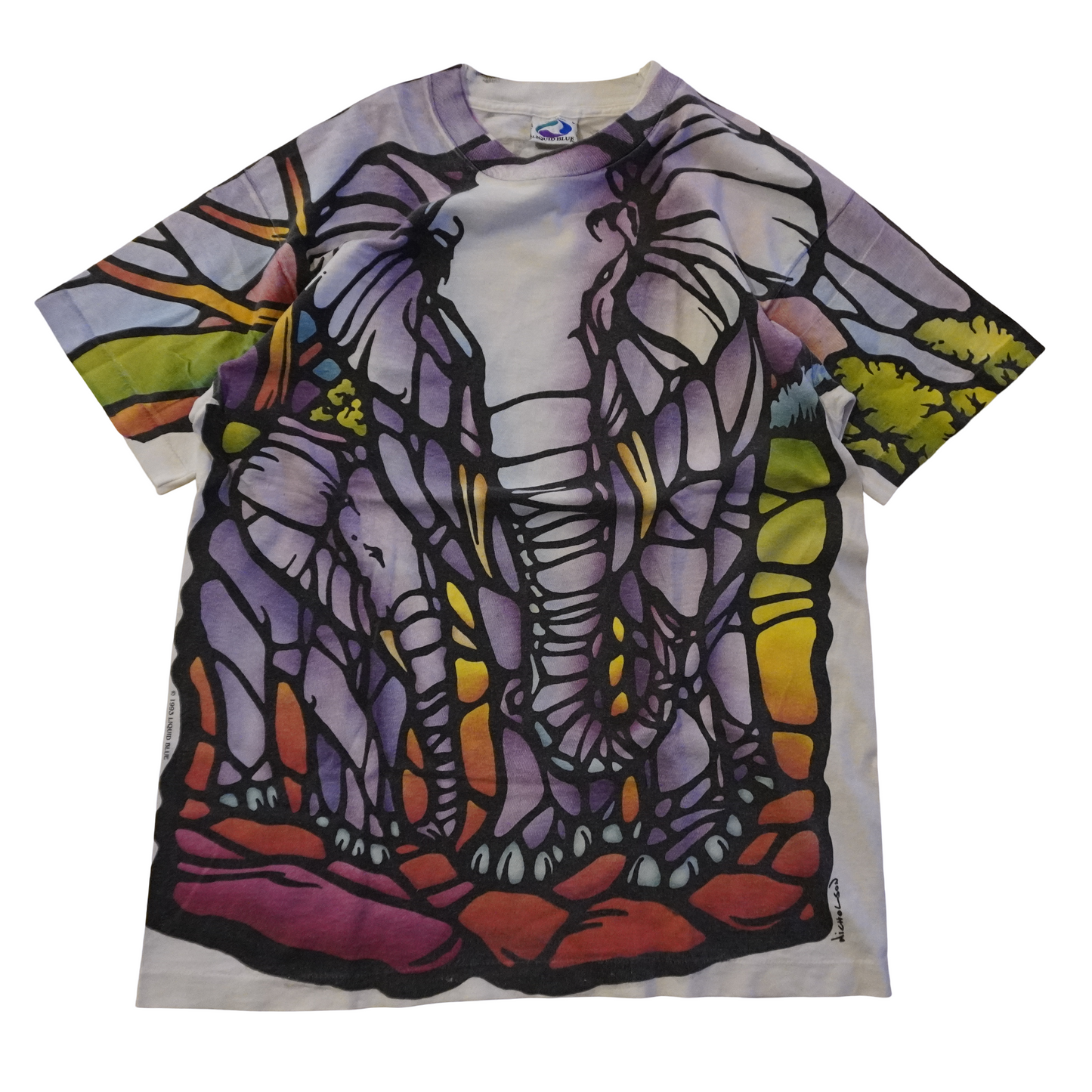 Vintage 1993 Liquid Blue Nicholson Elephant Tee
