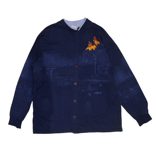 Vintage Grandma Sweater Embraided Cardinal Bird