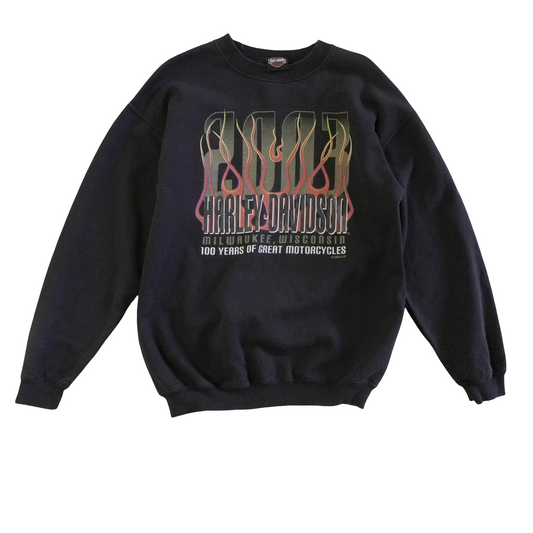 Harley Davidson Sweatshirt Flames Crewneck